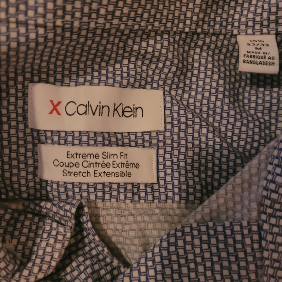 Calvin klein Blue and White Patterned Slim Fit Shirt M - Picture 5 of 5